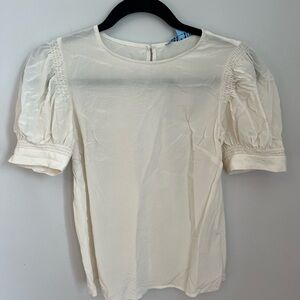 Women's Cream Puff-Sleeve Blouse - 100% Silk